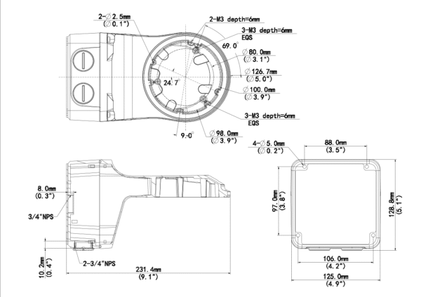 Black Wall Mount for 3-inch Fixed Mini Domes - Image 2