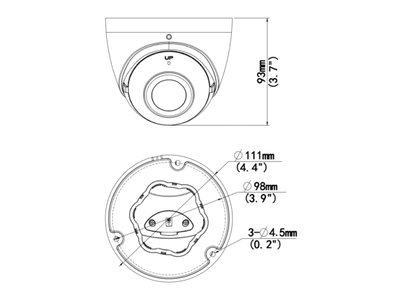 Black 180° Turret Camera (5MP, AI, Mic, IK10, 180, Black) - Image 3