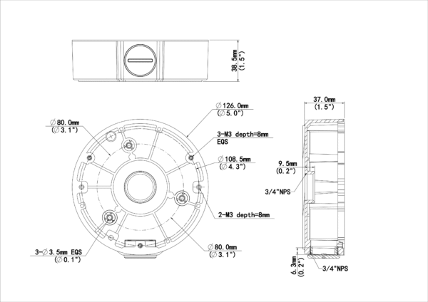 Black Fixed Dome Junction Box - Image 2