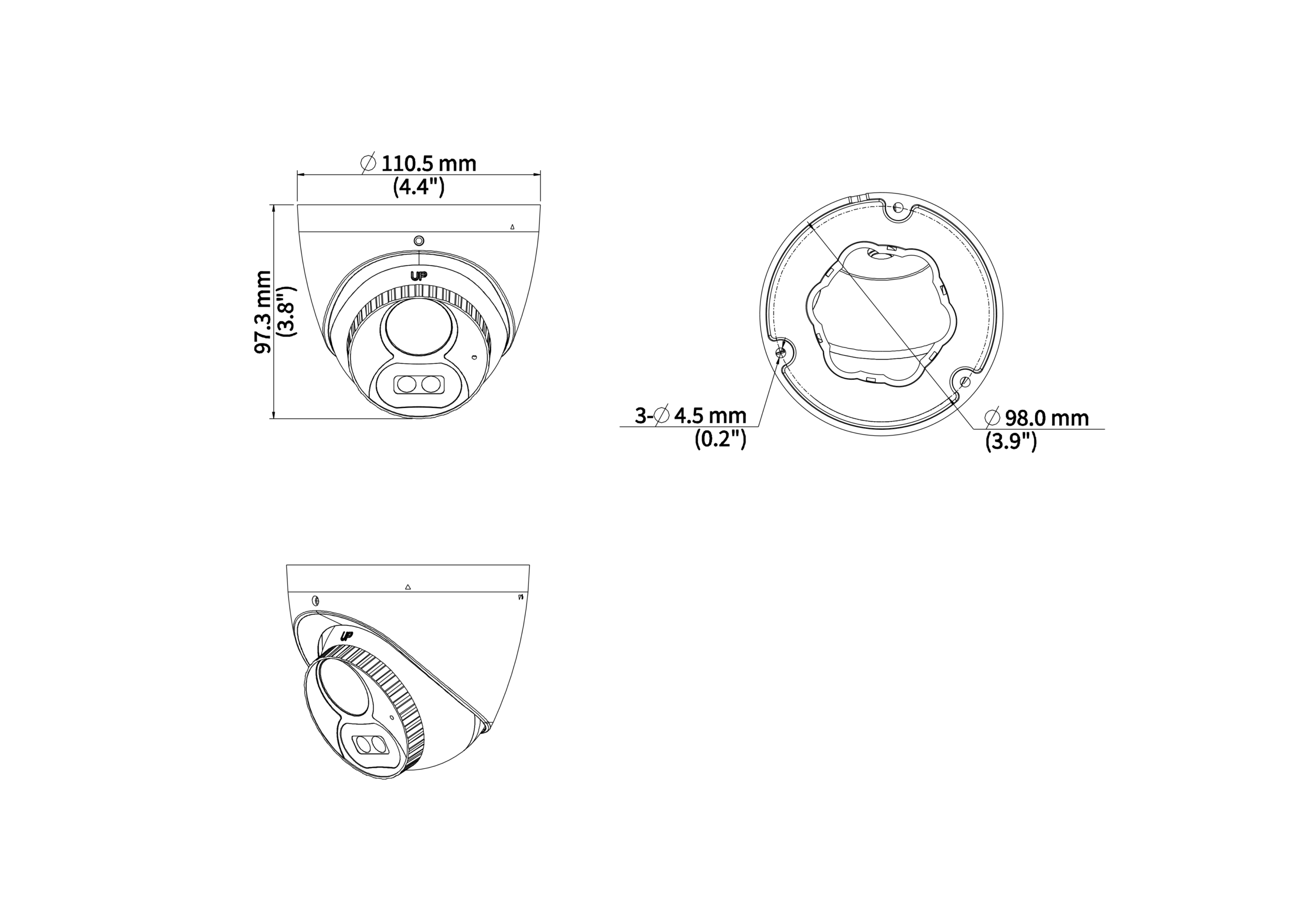 Black LightHunter Turret Dome Camera (5MP, Mic) - Image 2